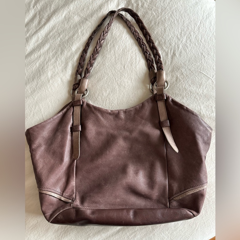 Exclusive Garnet Hill brown leather handbag
